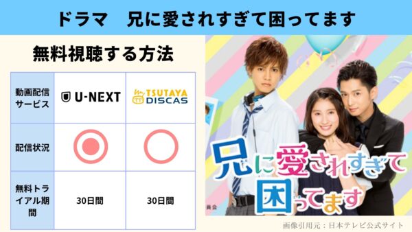 U-NEXT ドラマ 兄に愛されすぎて困ってます 無料配信動画